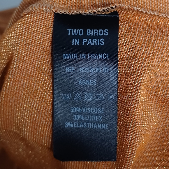Two Birds in Paris Burnt Orange Metallic Silver Long-Sleeve Top - Picture 10 of 12